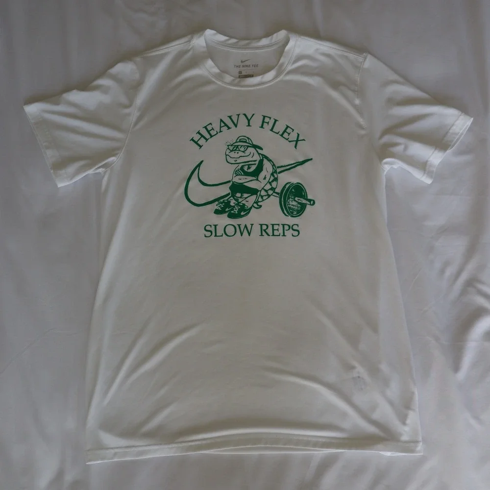 Nike Dri-Fit Heavy Flex Slow Reps Tee T-Shirt Mens Large White Short Sleeve Crew
